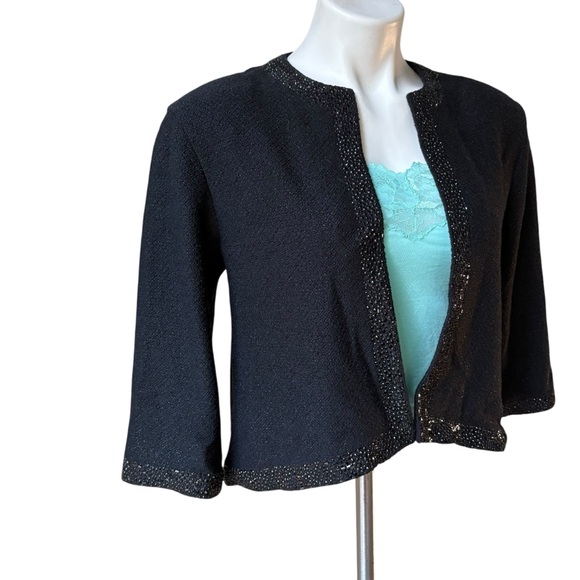 St. John Beaded Trim Black Jacket, Sz 8 - Picture 6 of 14